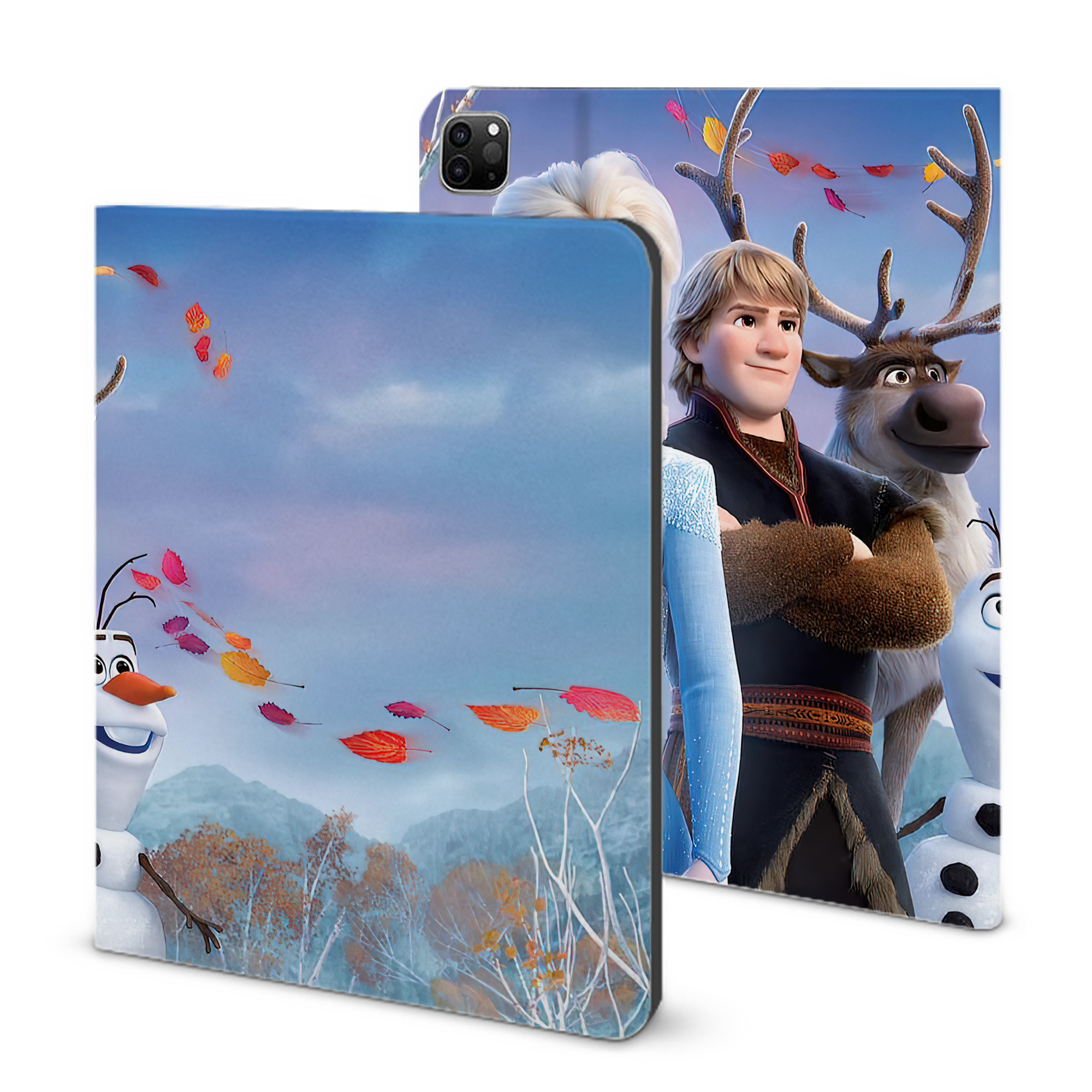 （画像用） アナと雪の女王 アンナ エルサ Frozen Anna Elsa IPad ケース ブック型 PUレザー TPU 耐衝撃 軽量 薄型 ペン収納なし 全面保護 IPad 各モデル対応